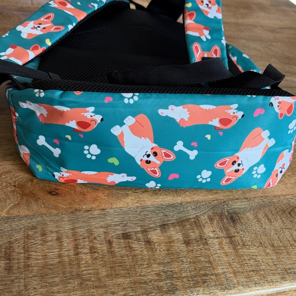 Teal Corgi Backpack Multiple Compartments - Picture 6 of 8